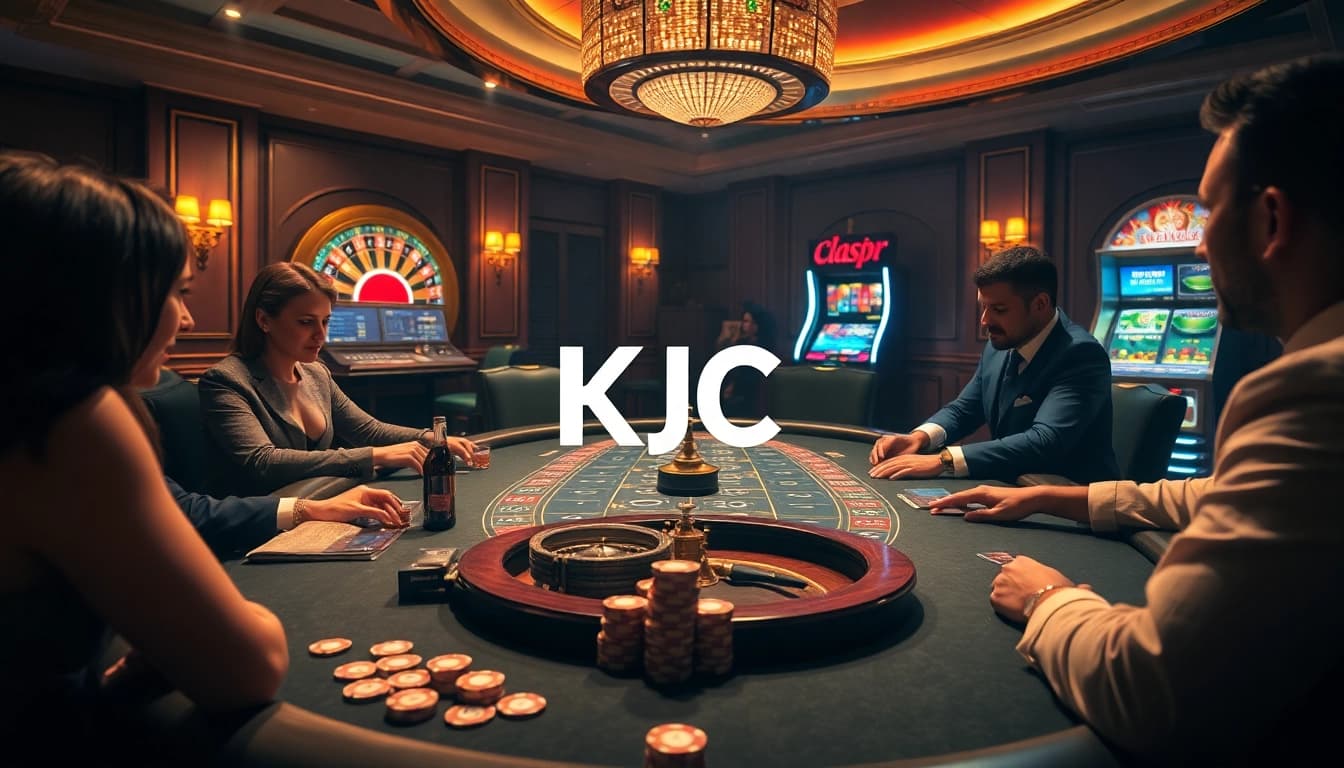 KJC high-stakes poker game atmosphere with vibrant casino ambiance and strategic gameplay
