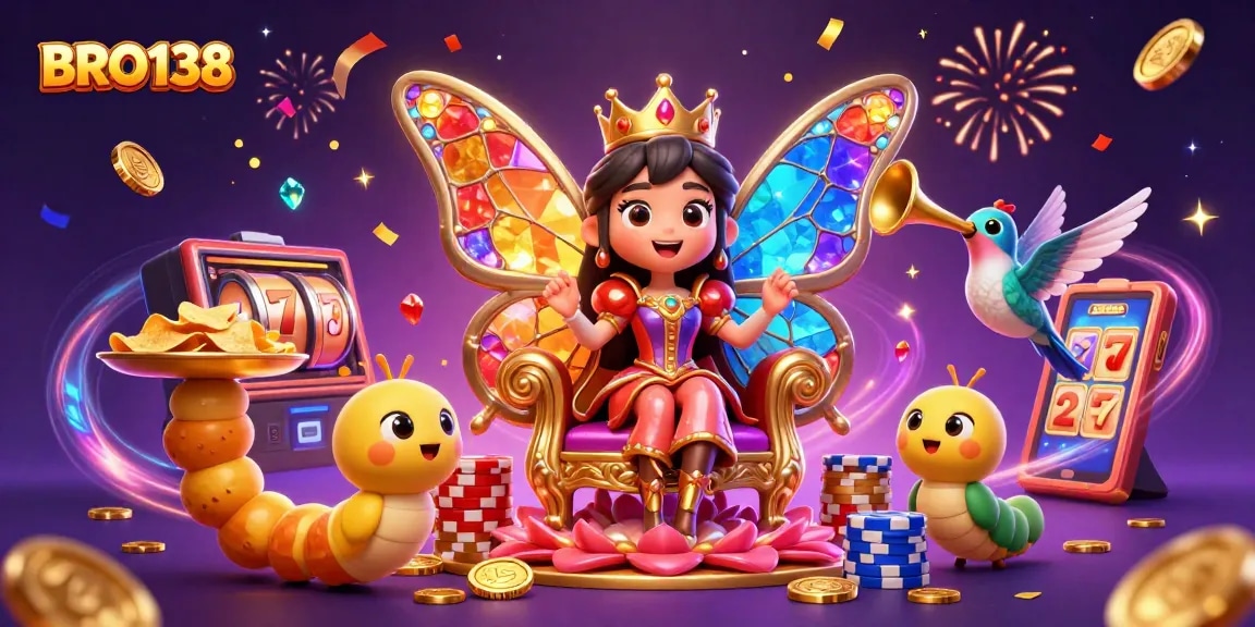 Experience thrilling wins at BRO138 with vibrant slots, golden chips, and magical celebrations.