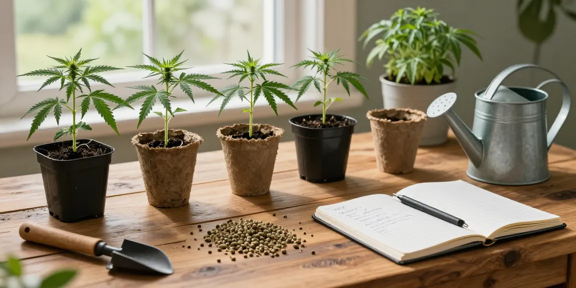 Buy CBD cannabis seeds and nurture healthy plants in a bright indoor garden setting.