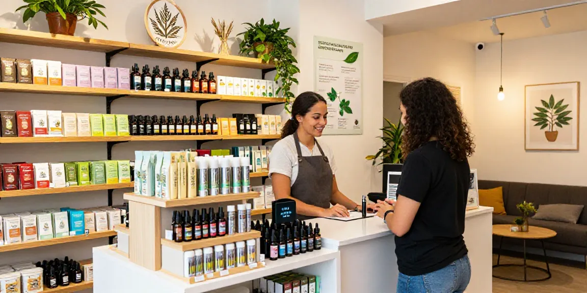 CBD-Shop mit freundlichem Personal und hochwertigen Produkten in einladender Atmosphäre.