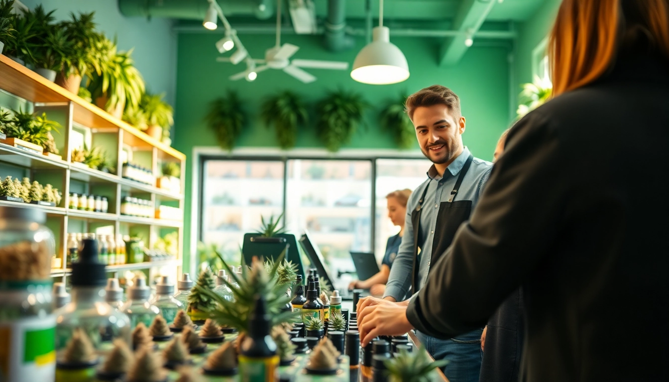 Find the best way to buy weed online with a knowledgeable budtender assisting in a cozy dispensary.