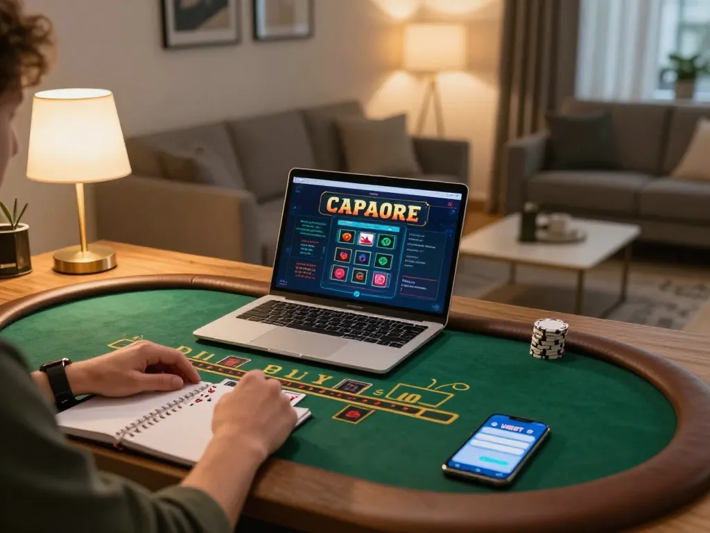 Engaged user enjoying USBET online casino gaming in a stylish home setting.