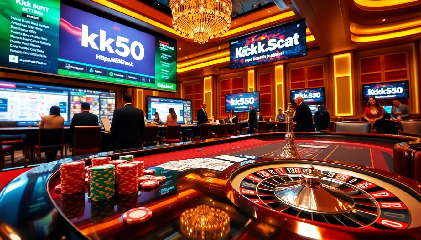 The thrill of playing at a casino with engaging games, as seen on https://kk55.host/, featuring poker chips and a roulette wheel.
