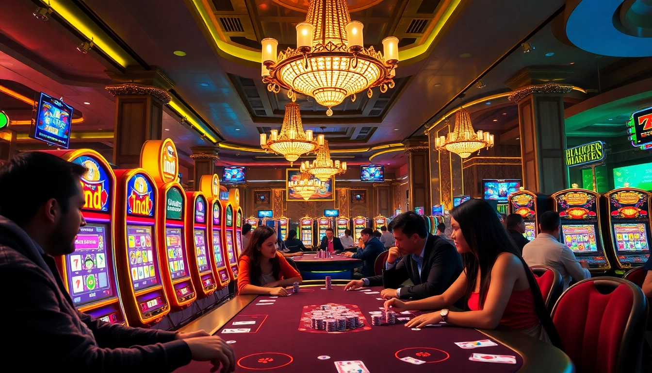 Engage with vibrant idn slot machines in an exciting casino atmosphere, showcasing high-stakes gameplay.