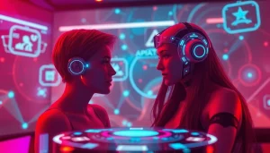 Engaging AI porn chat interface with vibrant colors and futuristic elements.