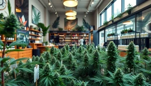 Showcase of buying weed prices in a modern cannabis marketplace with displayed products.